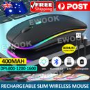 AU Rechargeable Slim Wireless Mouse Bluetooth 5.2+ 2.4G Cordless For Laptop PC