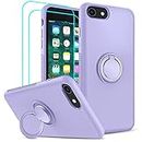 LeYi for iPhone 8/7/ 6s/ 6 Case with 2 PCS Glass Screen Protector for Girls Women, Liquid Silicone Cute Slim Shockproof Protective Case Cover with Stand for Apple iPhone 8/7/ 6s/ 6, Purple