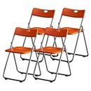 6 Pack White Plastic Folding Chair, 6 Chairs Indoor Outdoor Portable Stackable Commercial Seat with Steel Frame 330lb. Capacity for Events Office Wedding Party Picnic Kitchen Dining (Orange,4 Pack)