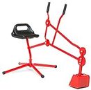 Excavator Sand Digger Toy Backhoe for Kids (Ride On) Outdoor Digging Scooper for Dirt, Snow, Beach, Sandbox | Heavy-Duty Metal, 2-Hand Operation, 360° Swivel Seat | Ages 3+ (red)