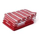 Encasa Homes Antibacteriano Kitchen Dish Towels X-Large 70 x 45 cm (5 pz Set di Waffle, Stripe & Checks) Cotton, Absorbent Teatowel per la pulizia e l'asciugatura rapida di Piatti - Rojo
