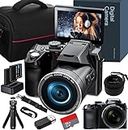Monitech 64MP Digital Camera for Photography and Video, 4K Vlogging Camera for YouTube with 3’’ Flip Screen,16X Digital Zoom, WiFi& Autofocus,Cameras Strap&Tripod,2 Batteries, 32GB TF Card(S200)