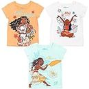 Disney Princess Moana Toddler Girls 3 Pack Short Sleeve T-Shirt Pink/White/Blue 3T