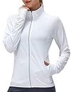 Womens UPF 50+ UV Sun Protection Clothing Long Sleeve SPF Shirts Zip Up Athletic Hiking Jakcet Outdoor Lightweight, White, Large
