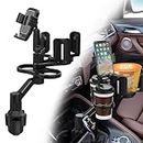 Cup Holder for Car 360°Rotation Adjustable Base Width Cup Holder Expander with Dual Cup Holder, Phone Holder, Detachable Instant Noodle CupHolder-Ashtray CupHolder, Car Travel Essentials