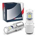 VEHICODE BA20D H6 LED Motorcycle Headlight Bulb S2 10-30V 6000K White Conversion Light Replacement for Chinese Taotao Scooter ATV Moped Bike 50cc 110cc 125cc 150cc 250cc Gas Electric Motor (2 Pack)
