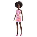 Barbie Dolls Wearing Logo Print Pink Dress, Toy for Kids Ages 3 and Up