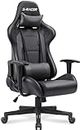 Victone Gaming Chair, Office Chair High Back Computer Chair Leather Desk Chair Racing Executive Ergonomic Adjustable Swivel Task Chair with Headrest and Lumbar Support (Black)