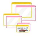 Lify Clear Zipper Waterproof Pouches Pencil Pouches PVC Makeup Pouch Envelopes Folder Storage Multi Purpose Pouch Document File Organization Bags, Office Supplies- 6 Piece Pack (Yellow & Baby Pink)