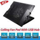 Laptop Cooling Pad Cooler Stand LED USB Port 1 Fans Metal For Fit 12"-15.6"Inch 