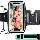 Gritin Phone Holder for Running, Running Armband for iPhone 15/14/13/12 Pro Max/Plus, Galaxy S23, Skin-Friendly Sweatproof Sports Running Arm Bands Holder with Key & Card Slot for Phones up to 6.1"