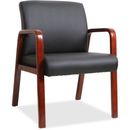 Lorell® Black Leather Wood Frame Guest Chair, Mahogany Frame, Each (LLR40202)