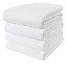 KAF Home Set of 4 Deluxe Popcorn Terry Kitchen Towels | 20 x 30 Inches | 100% Cotton Kitchen Dish Towels (White)