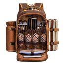 c&g outdoors Picnic Backpack, Double, Removable Wine Rack, Wool Blanket, Plates & Tableware, Brown Cotton Canvas in Brown/Gray | Wayfair SH-572