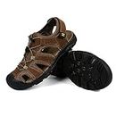HNVAVQ Mens Leather Sandal Closed Toe Walking Sandals Shoes for Summer,Walking,Holidays,Outdoors