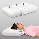 MY ARMOR Memory Foam Pillow for Sleeping & Neck Pain Relief with Removable Zipper Cover, Queen Size - 22x14x4.5 Inches, White, Pack of 1