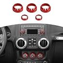 RT-TCZ for Jeep JK Radio Audio AC Knob Cover Trim Ring Red for Jeep Wrangler JK 2011-2017 Compass 2010-2016 Patriot 2011-2016 Red Interior Accessories 5pcs
