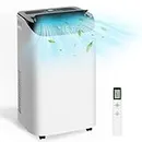 14,000 BTU Portable Air Conditioner Cools Up to 700 Sq.Ft, 3-IN-1 Energy Efficient Portable AC Unit with Remote Control & Installation Kits for Large Room, Campervan, Office, Temporary Space