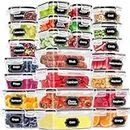 48 Pack Food Storage Containers with Airtight Lids (24 Containers & 24 Lids), PRAKI Kitchen storage containers for Pantry Organizers and Storage, BPA-Free Meal Prep Container with Labels & Marker