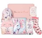 Horse Gifts for Girls Age 10-12, Birthday Horse Girl Gifts Box for 8 9 10 11 12 Year Old Toddler/Teen Girl, Christmas Teenage Girls Gift Basket with Horse Blanket Cup Bag Eye Mask Socks Etc.