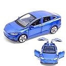 1/32 Scale Diecast Car Model, Pull Back Vehicles Toy Car with Sound and Light, Zinc Alloy Toy Car for Collectors & Boys or Girls 3+ Years Old (Model X -Blue)