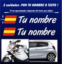 X2 PEGATINAS Bandera de España + Nombre - PERSONALIZABLE - MOTO Y COCHE - VINILO