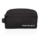Travalate® Toiletry Bag Makeup Shaving Kit Pouch Aider Rust Polyester Travel Kit Bag with Belt for Men and Women (Black_TR1043-Traval kit Black)