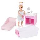 Lori Mini Toy Bathroom Furniture – 6-inch Doll & Dollhouse Accessories – Tub, Vanity, Lounge Chair, Mirror, Towels – Play for Kids – 3 Years + – Adelina’s Bathtub Set, LO37122Z
