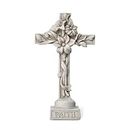 Glitzhome Holy Cross with Lily Garden Statue MGO Outdoor Decoration, 13.75" H, Ash Gray