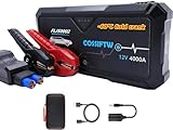 COSSIFTW Large Capacity 4000 Amp 12-Volt Ultrasafe Lithium Jump Starter Box,Car Battery Booster Pack,Portable Power ANK Charger,and Jumper Cables for up to 14L Gas or 12.8L Diesel,Emergency LED Light