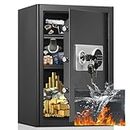 JingPieCle Large Fireproof Home Safe, 3 Cub Safety Box with Document Bag Fireproof Waterproof Safe with Digital Keypad Lock and Removable Shelf,Personal Cabinet Safe for Home Money,Business,Medicines