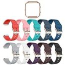 Compatible Fitbit Blaze Bands with Frame, Sport Silicone Replacement Strap for Fitbit Blaze Smart Fitness Watch Accessory Wristbands Large,10Pack w/Rose Gold Frame Men Women