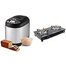 Lifelong Atta and Bread Maker 550 Watt (19 Pre-Set Menu with Adjustable Crust Control) & Lifelong LLGS09 Glass Top, 2 Burner Gas Stove, Black (ISI Certified, Home Service Available)