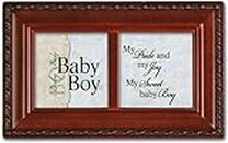 Cottage Garden Baby Boy Woodgrain Petite Music Box / Jewellery Box Plays Brahms Lullaby
