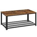 VASAGLE Coffee Table with Storage Shelf, Wood Look Accent with Metal Frame, RusticBrown ULCT61X