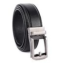 HAMMONDS FLYCATCHER Genuine Leather Belt for Men - Perfect for Formal and Casual Wear - Adjustable Waistband up to 46 Inches - Autolock Belt for Formal and Casual Wear - Asphalt Black
