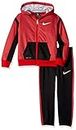 Nike Boy`s Therma Fleece Full Zip Hoodie & Jogger Pants 2 Piece Set (Black(66F409-R1N)/Red, 12 Months)