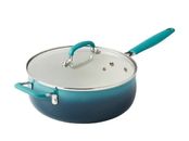 Pioneer Woman ~ Classic Ceramic ~ TEAL OMBRE ~ 4.5 Quart ~ Saute Pan with Lid