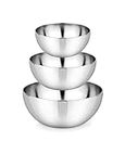 UNIFOX Stainless Steel Mixing Bowl Set Of 3 Pieces - Solid, Durable, And Elegant With Mirror Finish And Flat Bottom - Silver, 7400 ML
