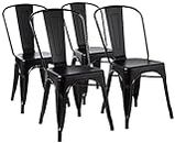 Amazon Basics Metal Dining Chairs - Set of 4, Black