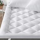 BedStory Mattress Topper King Size, Extra Thick Plush Pillow Top, Quilted Fitted Mattress Pad with Anti-Slip Straps, Down Alternative Overfilled Soft Bed Topper for Pressure Relief 76x80 Inch