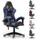 Gaming Chair Computer Lumbar Support Height Adjustable w360-Swivel Seat Headrest