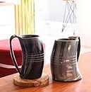 Vintageware Viking Vibes Drinking Horn Mug Tankard Special Edition - Hand Engraved Viking Original Horn Mug Cup for Mead, Ale, and Beer Original Medieval Mug (Pattern 1, 600 ML | 20 OZ)