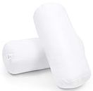 MY ARMOR Microfibre Round Bolster Bed/Sofa/Diwan Pillow | Light, Soft & Fluffy for Neck & Back Support | Washable Breathable, Durable | Inner Cover Only | White, Pack of 2 [10" x 25"]