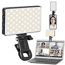 LED Selfie Licht Fill Video Light with Front & Back Phone Clip, High Power 120 LED 3000mAh Rechargeable CRI 95+, 3 Light Modes Dimmable, Laptop for Selfie, Makeup, Video Conference, TikTok