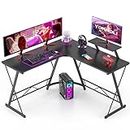 Yornoli Computer Desk with Monitor Stand 130cm L-Shaped Corner Gaming Desk Office Writing Desk & Workstation for Home Office Bedroom Space-Saving Easy to Assemble Black