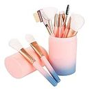 MACPLUS Makeup Brush Set With Storage Barrel - Pack of 12 (Light Pink)