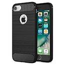 NEW'C Hülle Kompatibel mit iPhone 7/8 (4,7 Zoll) in Schwarz mit Aufprallschutz und Kohlefasereffekt (Silikon Gel TPU, Flexibel) Handyhülle