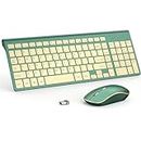 Wireless Keyboard Mouse Combo, 2.4G Compact and Quiet Keyboard and Mouse Combo,Ergonomic and Portable Design for Computer, Windows,Desktop, PC, Laptop-Cangling Green