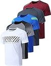 5 Pack Men's Active Quick Dry Crew Neck T Shirts | Athletic Running Gym Workout Short Sleeve Tee Tops Bulk (Edition 2, XX-Large)